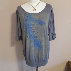 Candy Rain blue feather top 3/4 sleeves size 2X